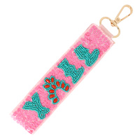 YALL LONG STRIP SEED BEADED SEQUINS KEYCHAIN