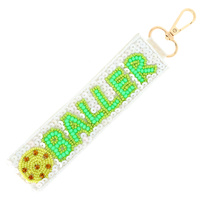 BALLER SEED BEADED SEQUIN RHINESTONE KEYCHAIN