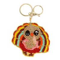 THANKSGIVING TURKEY BEAD KEY CHAIN