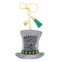 MARDI GRAS TOP HAT JEWELED KEYCHAIN