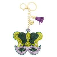 MARDI GRAS JESTER MASK JEWELED KEYCHAIN