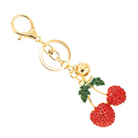 RED CHERRY JEWELED KEYCHAIN