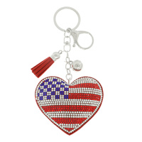 USA FLAG THEMED HEART KEYCHAIN
