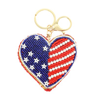 USA FLAG THEMED HEART KEYCHAIN