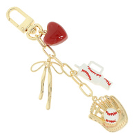 GAMEDAY BASEBALL THEME BAG CHARM KEYCHAIN