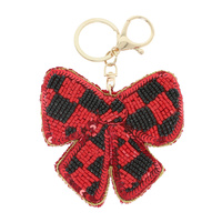 GAMEDAY CHECKER BOW KEYCHAIN