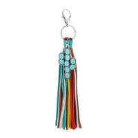 WESTERN STYLE CHARM KEYCHAIN WITH COLORFUL TASSEL