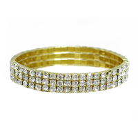 Three Line Rhinestone Stretch Bracelet Kb4346G