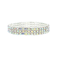 Three Line Rhinestone Stretch Bracelet Kb4346Gab