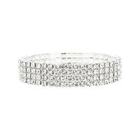 Four Line Rhinestone Stretch Bracelet Kb4347S