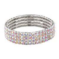 Four Line Rhinestone Stretch Bracelet