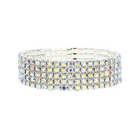 5 Line Rhinestone Stretch Bracelet