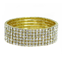 6 Line Rhinestone Stretch Bracelet Kb4349G