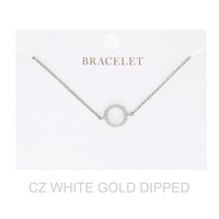 WOMEN'S GOLD DIPPED CZ OPEN CIRCLE BRACELET