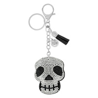 SKULL RHINESTONE KEYCHAIN WITH TASSEL