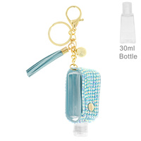 STONE POUCH HOLDER KEYCHAIN WITH EMPTY REFILLABLE FLIP TOP BOTTLE