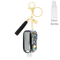 STONE POUCH HOLDER KEYCHAIN WITH EMPTY REFILLABLE FLIP TOP BOTTLE