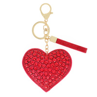 HEART RHINESTONE KEYCHAIN WITH WITH TASSE