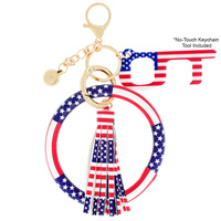 BANGLE BRACELET KEY CHAIN WITH TASSEL &  NO TOUCH KEY DOOR OPENER