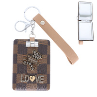 LUXURY CHECKERED FAUX LEATHER MIRROR KEYCHAIN
