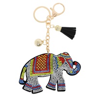 JEWELED FRINGE JINGLE CHARM ELEPHANT KEYCHAIN
