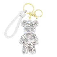LARGE- JEWELED CRYSTAL PAVE TEDDY BEAR KEYCHAIN