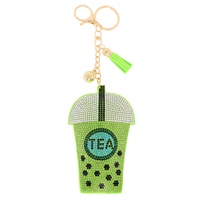 BOBA BUBBLE  TEA FRINGE JINGLE CHARM KEYCHAIN