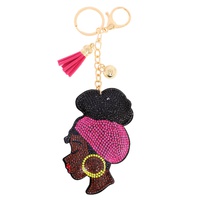 JEWELED BLACK GIRL MAGIC FRINGE JINGLE KEYCHAIN