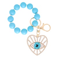 HEART SHAPED EVIL EYE KEYCHAIN STRETCH BRACELET