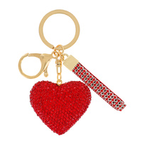 HEART RHINESTONE KEYCHAIN WITH KEY RING AND STRAP