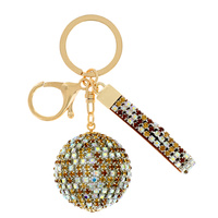 DISCO BALL RHINESTONE KEYCHAIN WITH KEY RING AND STRAP