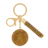 DISCO BALL RHINESTONE KEYCHAIN WITH KEY RING AND STRAP