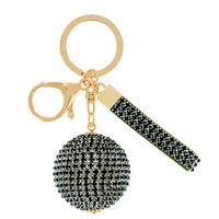 DISCO BALL RHINESTONE KEYCHAIN WITH KEY RING AND STRAP