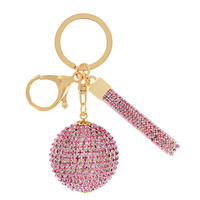DISCO BALL RHINESTONE KEYCHAIN WITH KEY RING AND STRAP