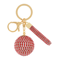 DISCO BALL RHINESTONE KEYCHAIN WITH KEY RING AND STRAP