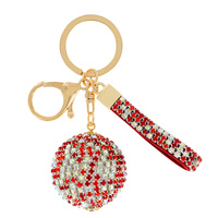 DISCO BALL RHINESTONE KEYCHAIN WITH KEY RING AND STRAP