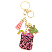 RHINESTONE PAVE TROPICAL DRINK KEYCHAIN