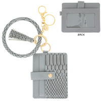 SNAKESKIN PATTERN POCKET WALLET WITH WRISTLET AND KEYCHAIN