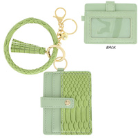 SNAKESKIN PATTERN POCKET WALLET WITH WRISTLET AND KEYCHAIN