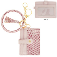 SNAKESKIN PATTERN POCKET WALLET WITH WRISTLET AND KEYCHAIN