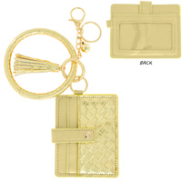 GOLD ID CARD HOLDER POCKET WALLET WITH WRISTLET AND KEYCHAIN