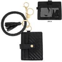 ID CARD HOLDER POCKET WALLET WITH WRISTLET AND KEYCHAIN