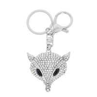 JEWELED CRYSTAL PAVE FOX HEAD KEYCHAIN