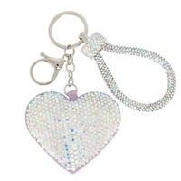 CRYSTAL RHINESTONE HEART SHAPED WRISTLET KEYCHAIN