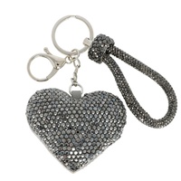 CRYSTAL RHINESTONE HEART SHAPED WRISTLET KEYCHAIN