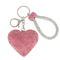 CRYSTAL RHINESTONE HEART SHAPED WRISTLET KEYCHAIN