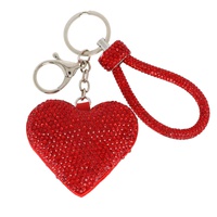 CRYSTAL RHINESTONE HEART SHAPED WRISTLET KEYCHAIN