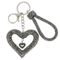 CRYSTAL RHINESTONE OPEN HEART WRISTLET KEYCHAIN