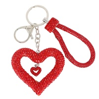CRYSTAL RHINESTONE OPEN HEART WRISTLET KEYCHAIN