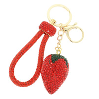 RHINESTONE STRAWBERRY WRISTLET KEYCHAIN